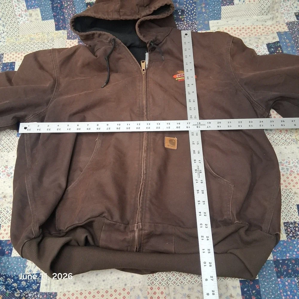 VTG Y2K Carhartt Sandstone Active Jacket J25 DKB Size XL Dekalb Hooded Lined